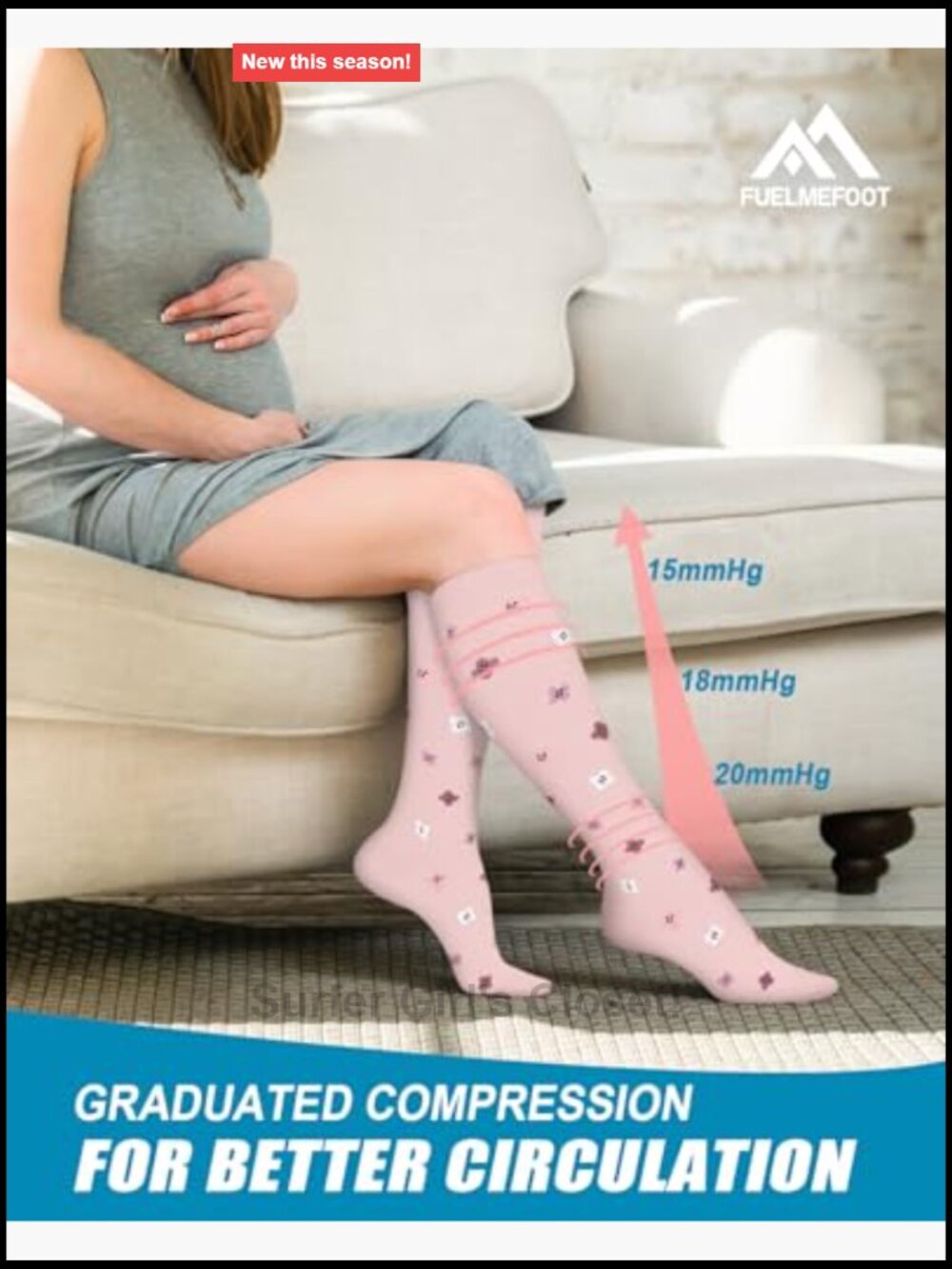 6 Pairs Compression Socks 15-20mmHg Knee High Graduated Support for Travel - Picture 4 of 6